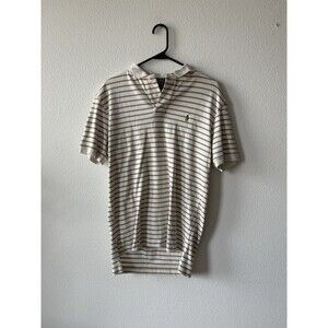 Polo Ralph Lauren Men's Striped Polo Shirt White/Tan Size Small